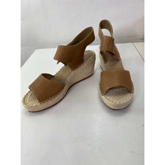 Eileen Fisher Leather Wedge Espadrille Sandals Strap Closure Size 8.5 - Picture 4 of 7